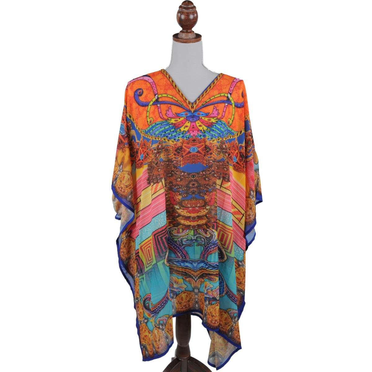 Kaftano georgette hq corto 100% pl aqua di mare