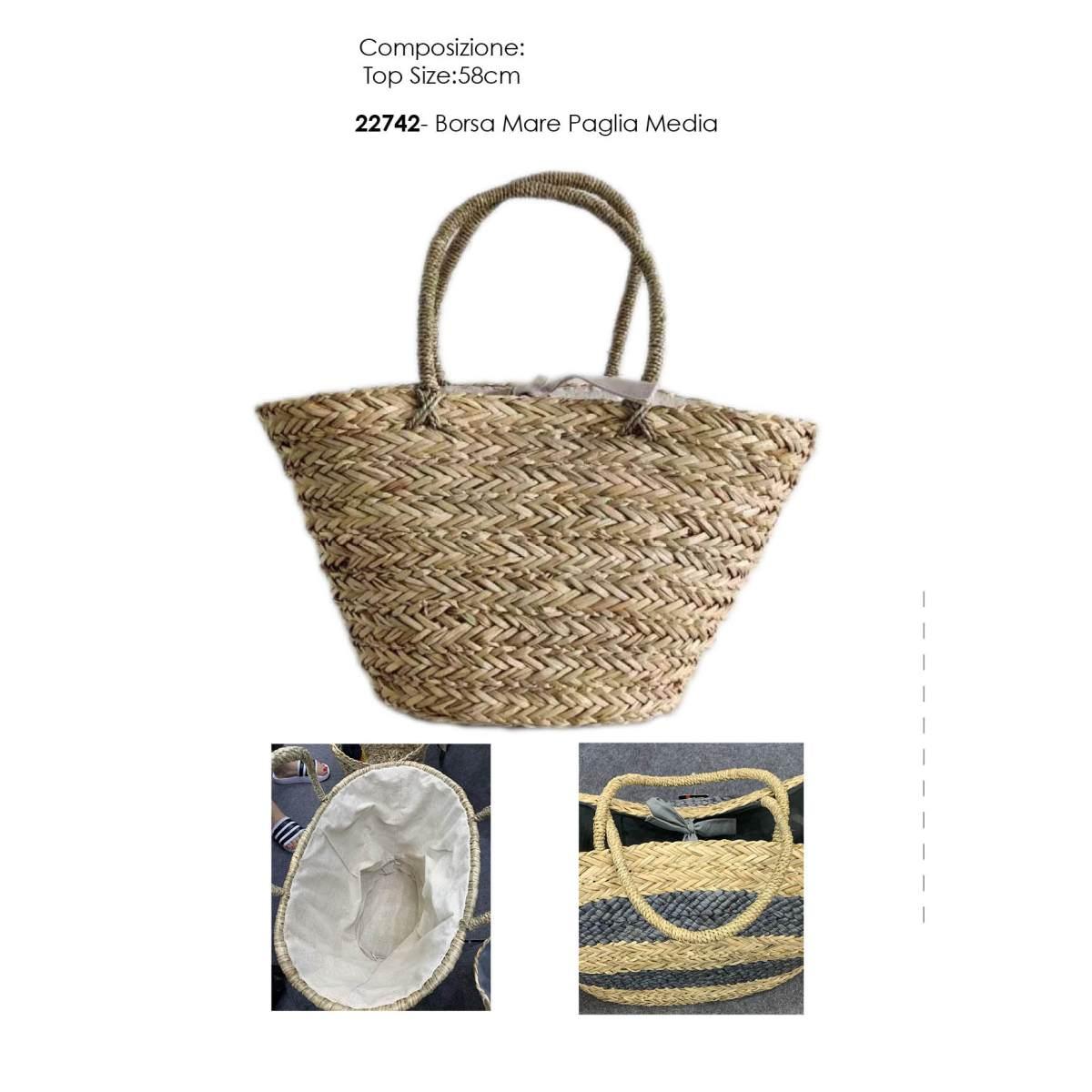 Borsa in Seagrass con tessuto in cotone interno