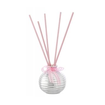Sfera argentata millerighe d. 8 con decorazione rosa