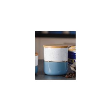 Barattolo con coperchio blu d.10x12 cm