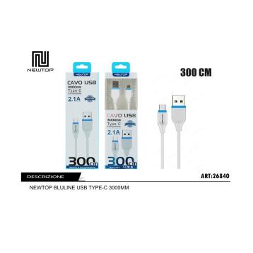 Newtop cu09 bluline cavo 300 cm.usb/type-c