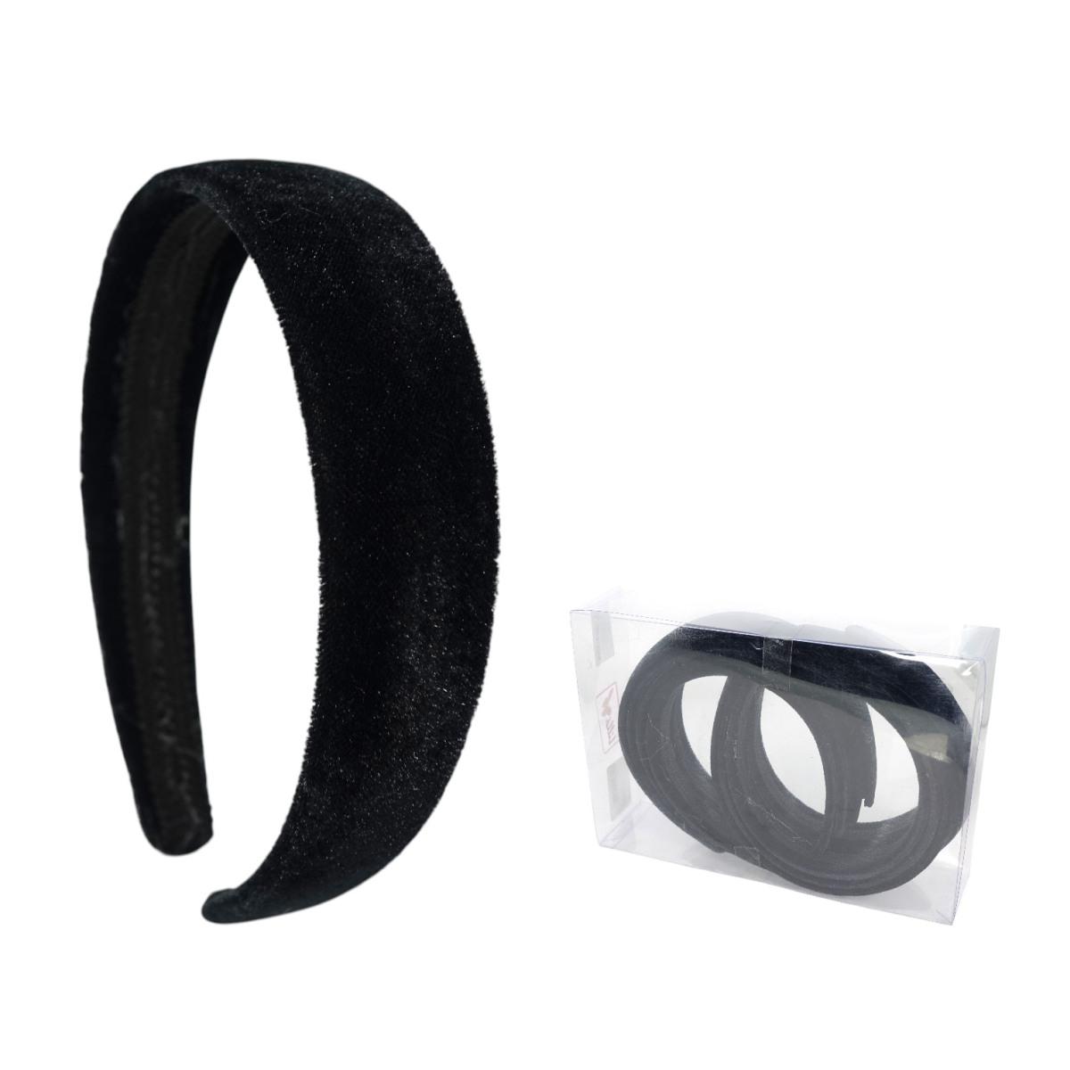 Cerchietto per capelli in velluto 2,8 cm nero Lillà