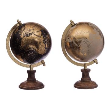 Mappamondo decorativo in plastica con supporto in legno d16,5 x h25 cm