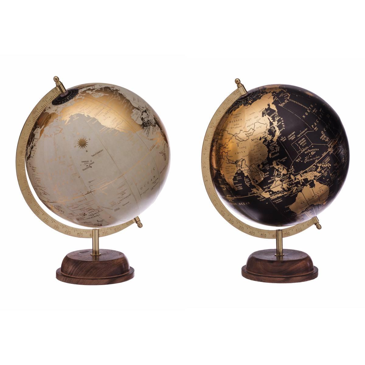 Mappamondo decorativo in plastica con supporto in legno d27 x h39 cm