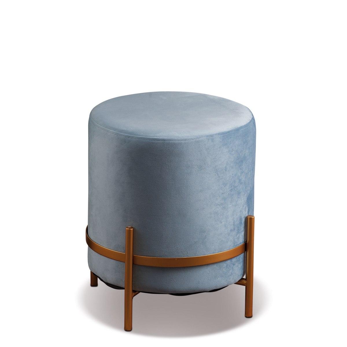 Pouf in velluto aurora azzurro d.39xh.42 cm
