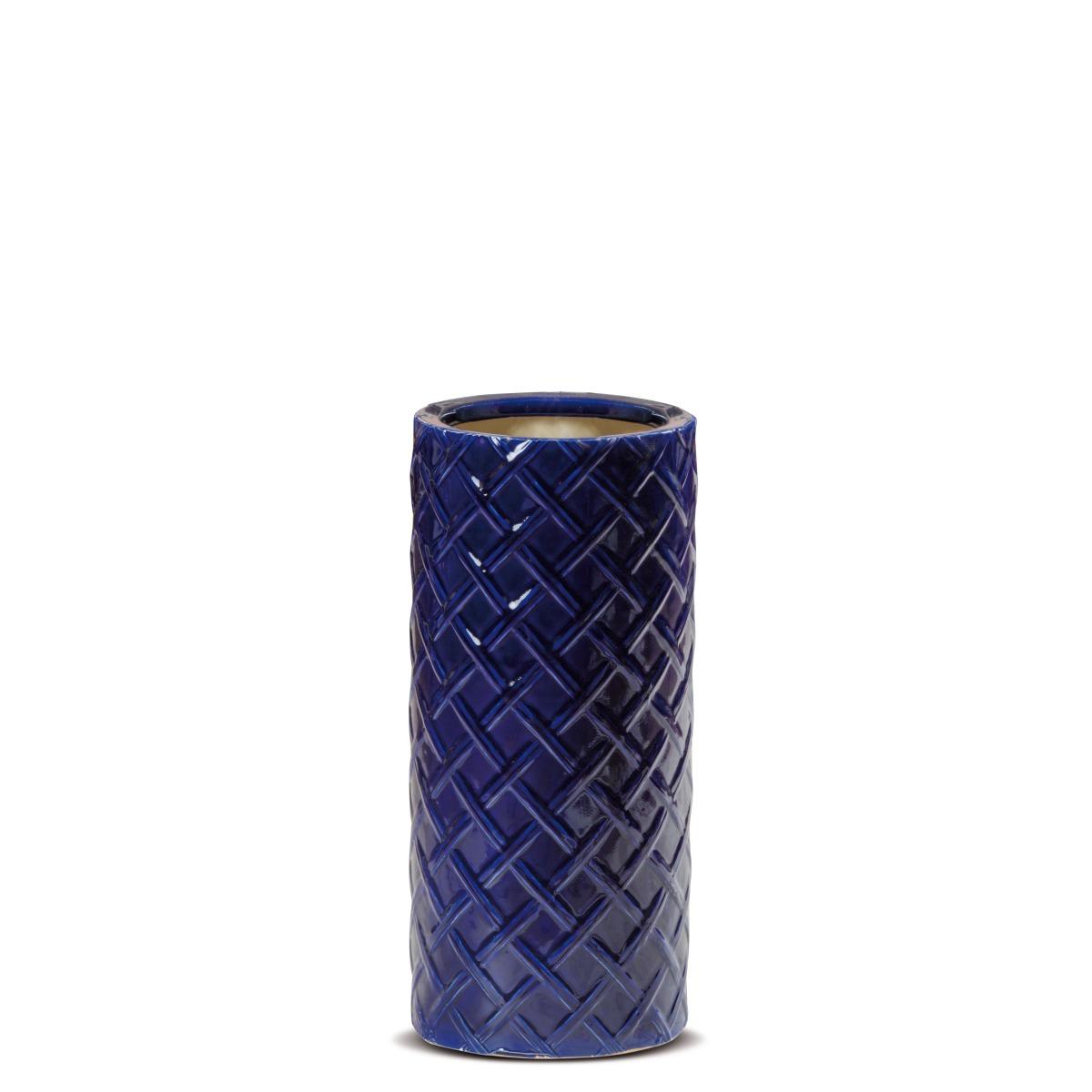 Porta ombrelli in ceramica blu d.22xh.50 cm