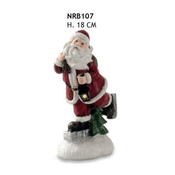 Babbo natale con lanterna led h.18 cm