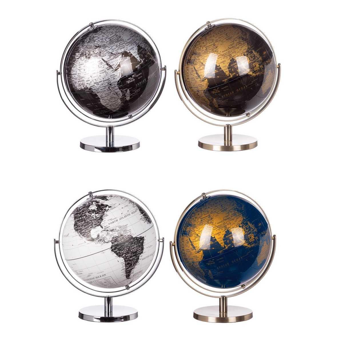 Mappamondo decorativo con supporto in metallo d29 x h34 cm