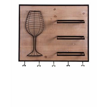 Decorazione da parete con 5 portabicchieri e 3 porta bottiglie cm 63x10xh53