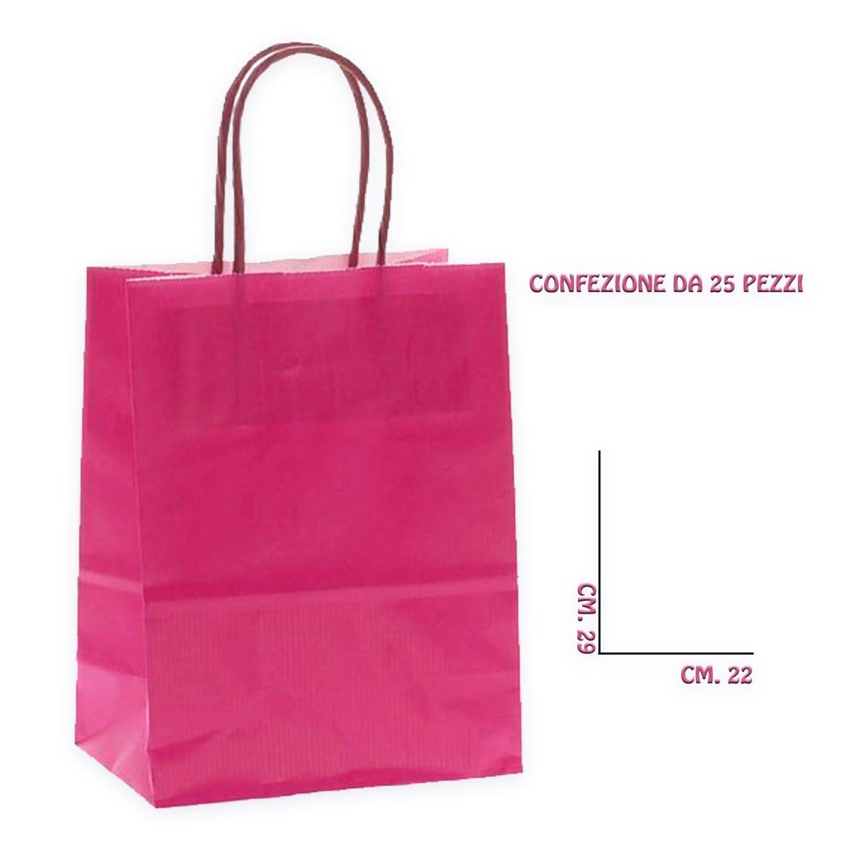 Shopper in carta colore fuxia h.29 x l.22 x p.10 cm