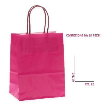 Shoppers carta colore fuxia  H29 X L22 X P10 cm.