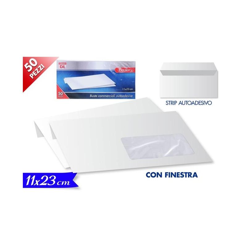 Set 50 buste autoadesive con finestra