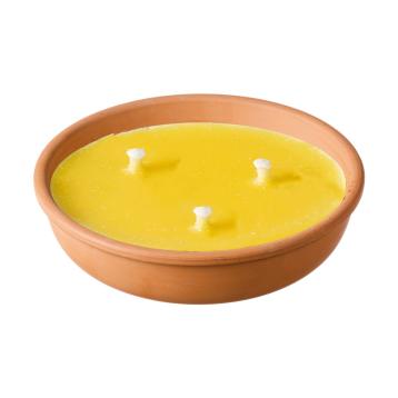 Candela alla citronella con 3 stoppini vasetto di terracotta d.18xh.4