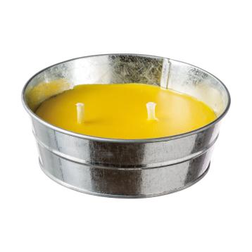 Candela alla citronella con 2 stoppini vasetto in ferro d.16xh.5,5 cm