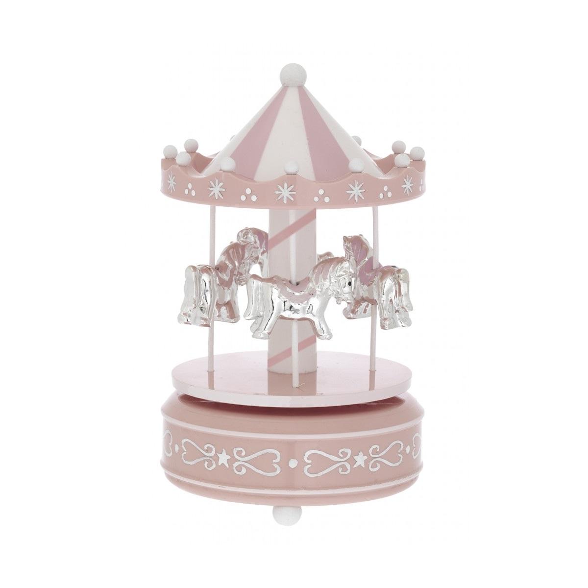 Giostra bimba rosa in acrilico con cavalli e carillon musicale Bagutta