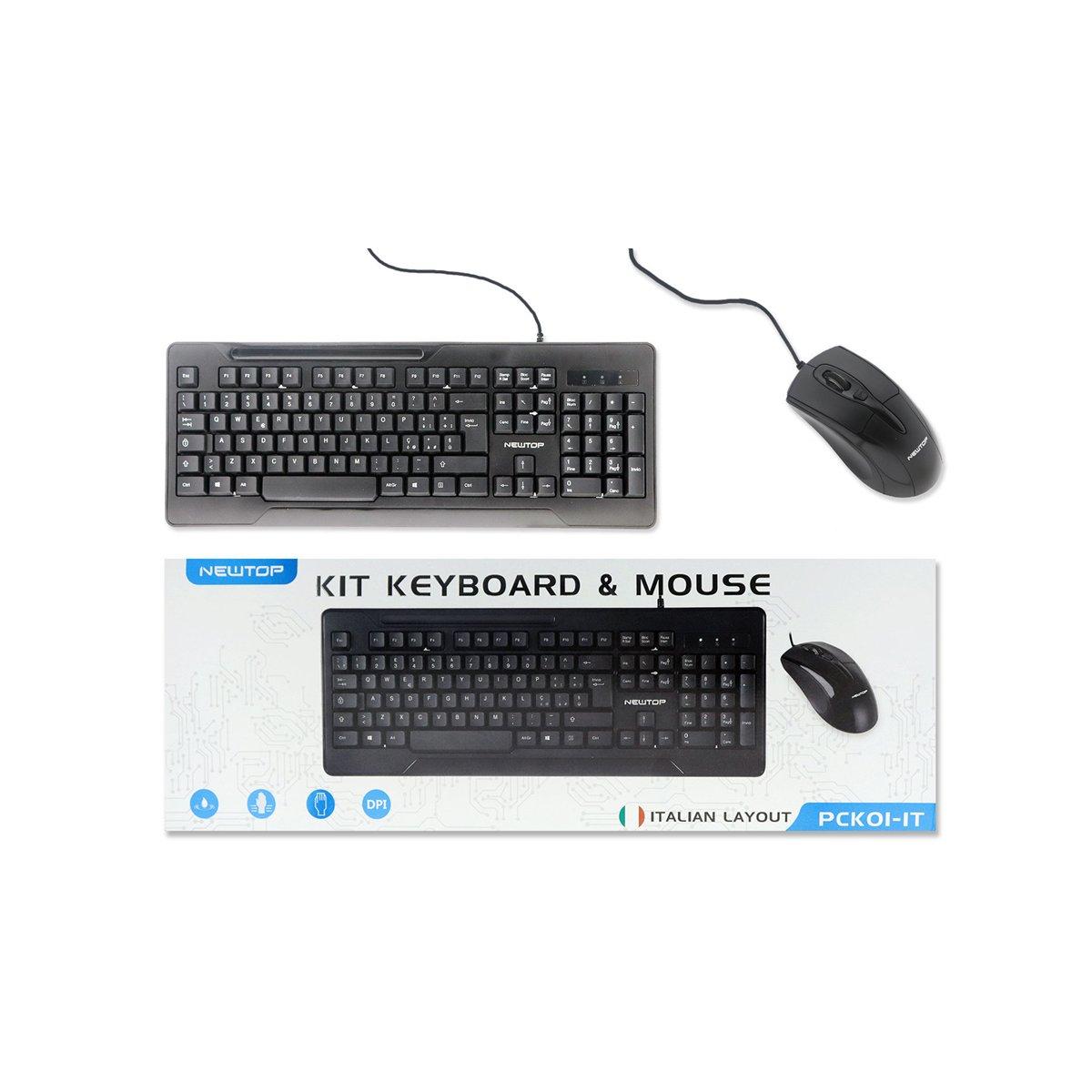Newtop pck01 tastiera + mouse kit pc layout italiano
