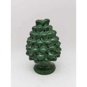 Pigna verde con led in box colorato 13,5x13,5xh.20 cm
