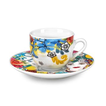 Set 6 tazzine caffe' con piattino 100 ml in porcellana linea isabella fade