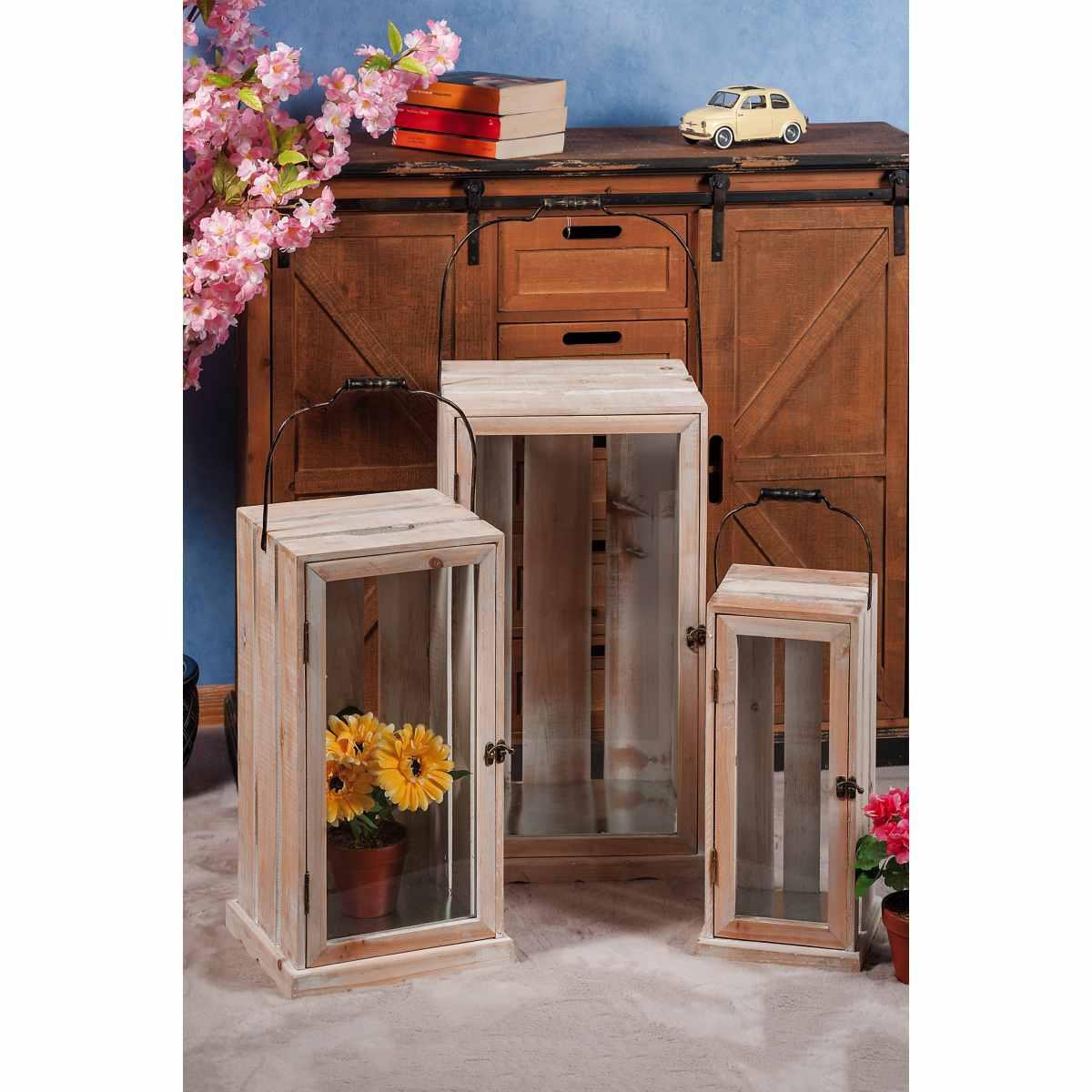 Set 3 miniserre legno + vetro