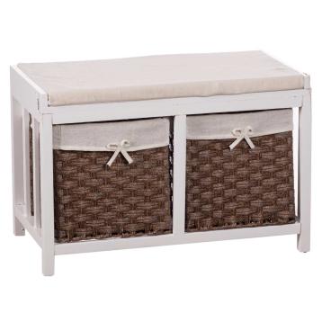 Panca legno con 2 cassetti marroni 65x34xh43 cm