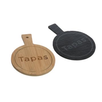Tagliere rotondo ardesia e bamboo 19x14 cm