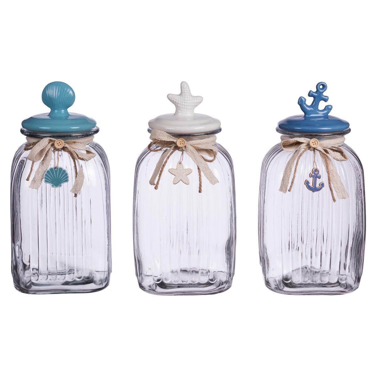 Barattolo vetro e ceramica 15x15xh33 cm linea mare