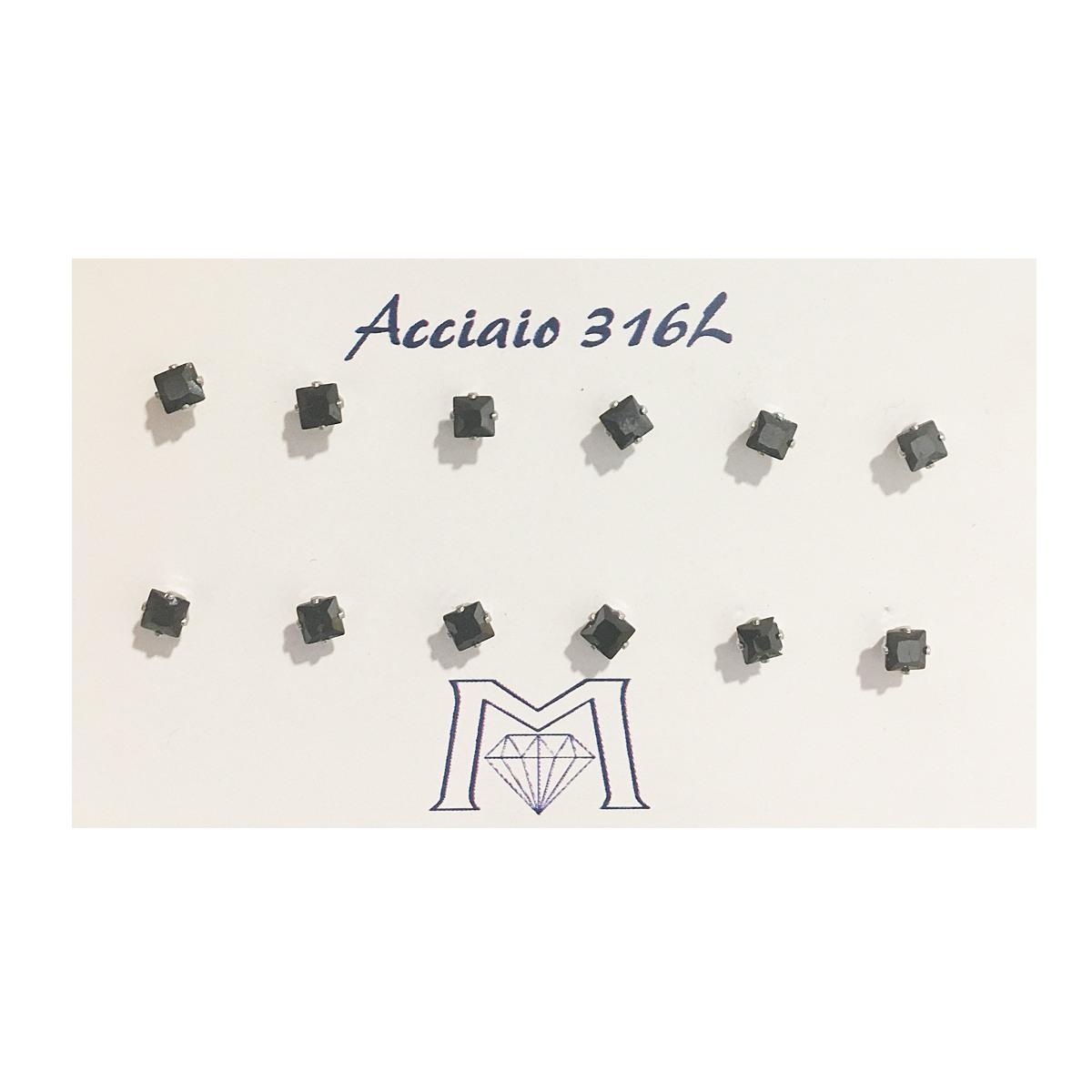 Orecchino acciaio puntoluce pietra nera