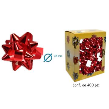Coccarde adesive metallizzate colore rosso 6,5 mm.