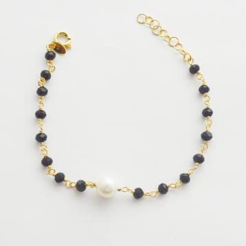 Bracciale in metallo rodiato e cristalli
