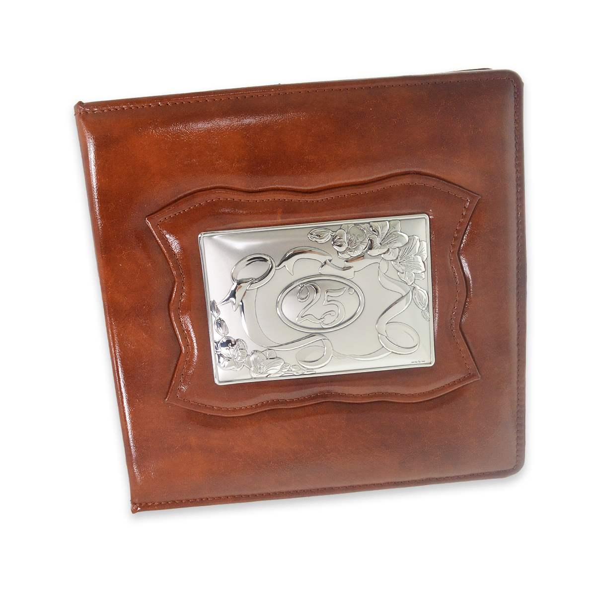 Album in pelle 30x30 con placca 25 in argento