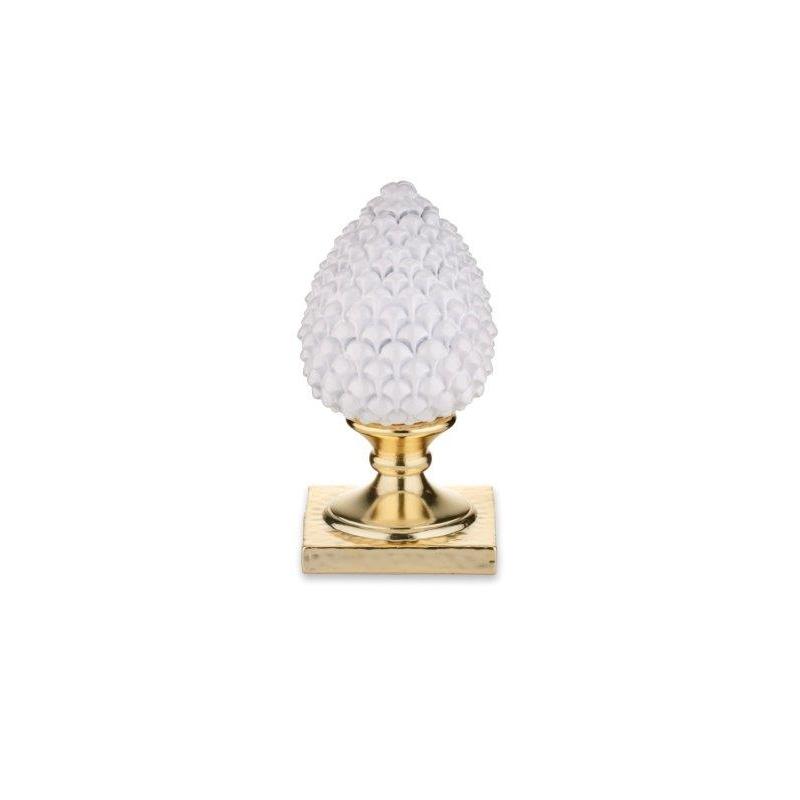 Pigna bianca base oro altezza 30 cm