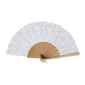 Ventaglio in legno e pizzo assortito in 3 colori nero panna bianco