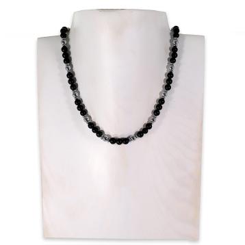 Collana montata in ematite onice nero satinato in pezzi