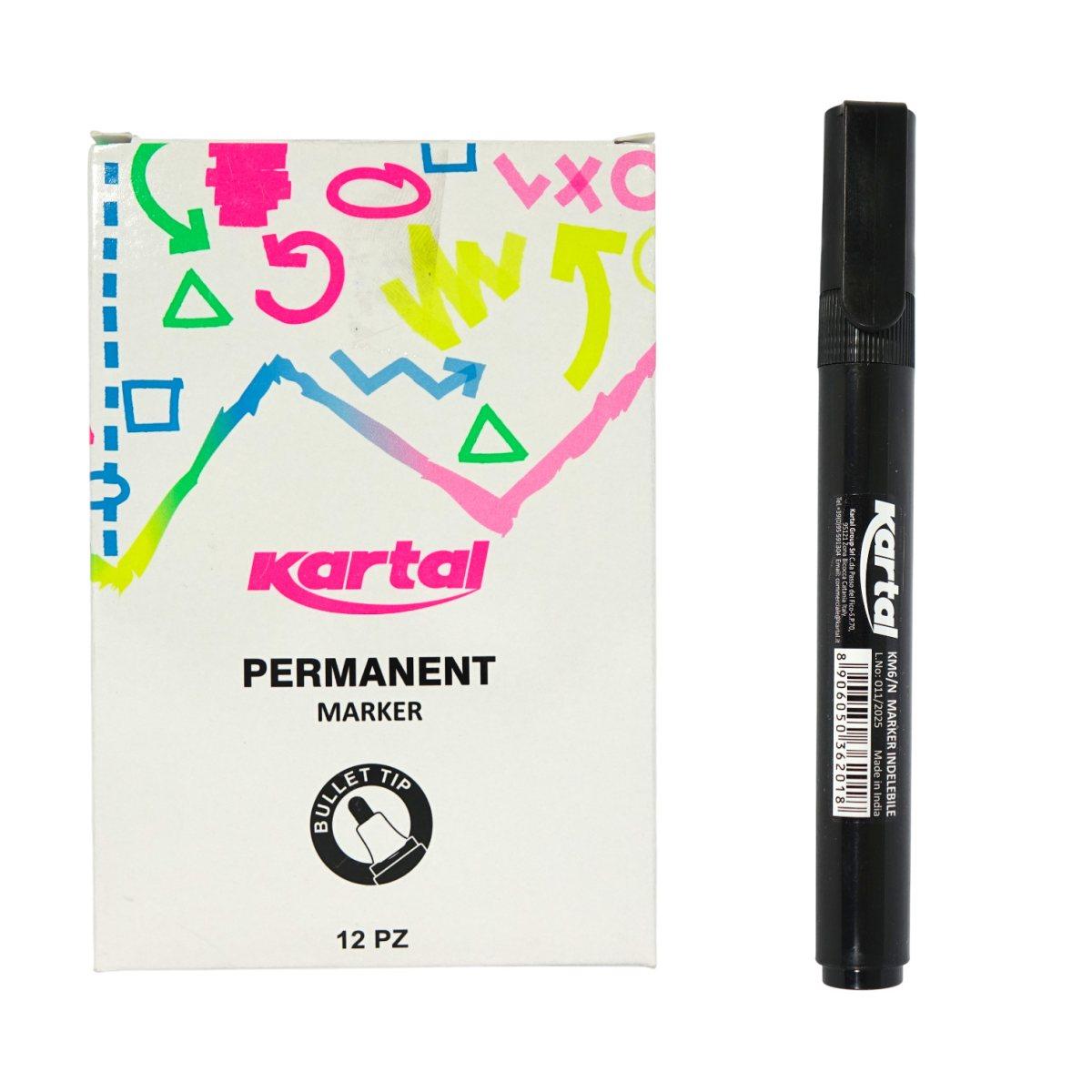 Marker pen permanent nero punta tonda 12 pz