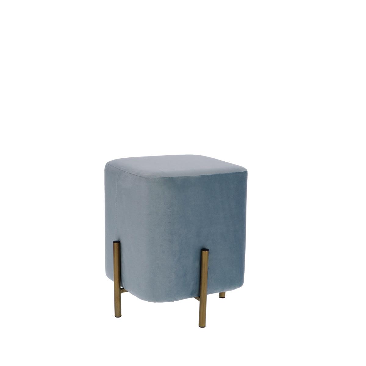Pouf in velluto nil celeste 30x30xh.36 cm