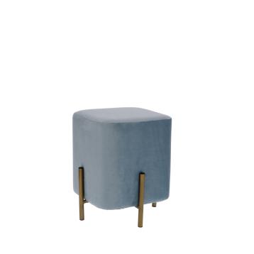 Pouf in velluto nil celeste 30x30xh.36 cm