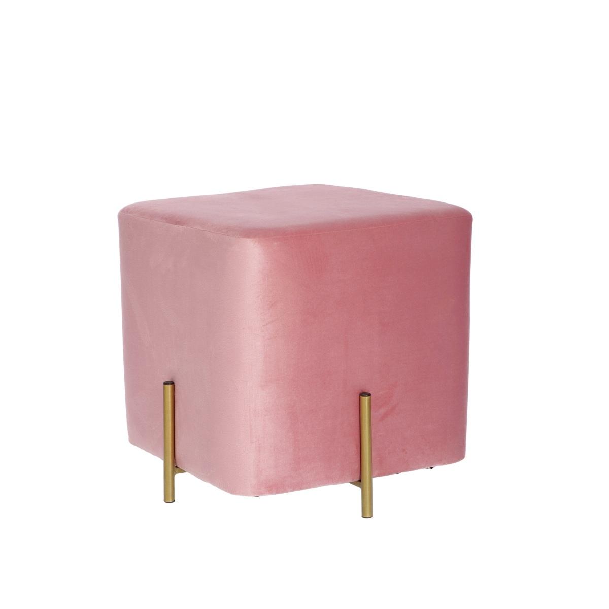 Pouf in velluto alin rosa 44x44xh.44 cm