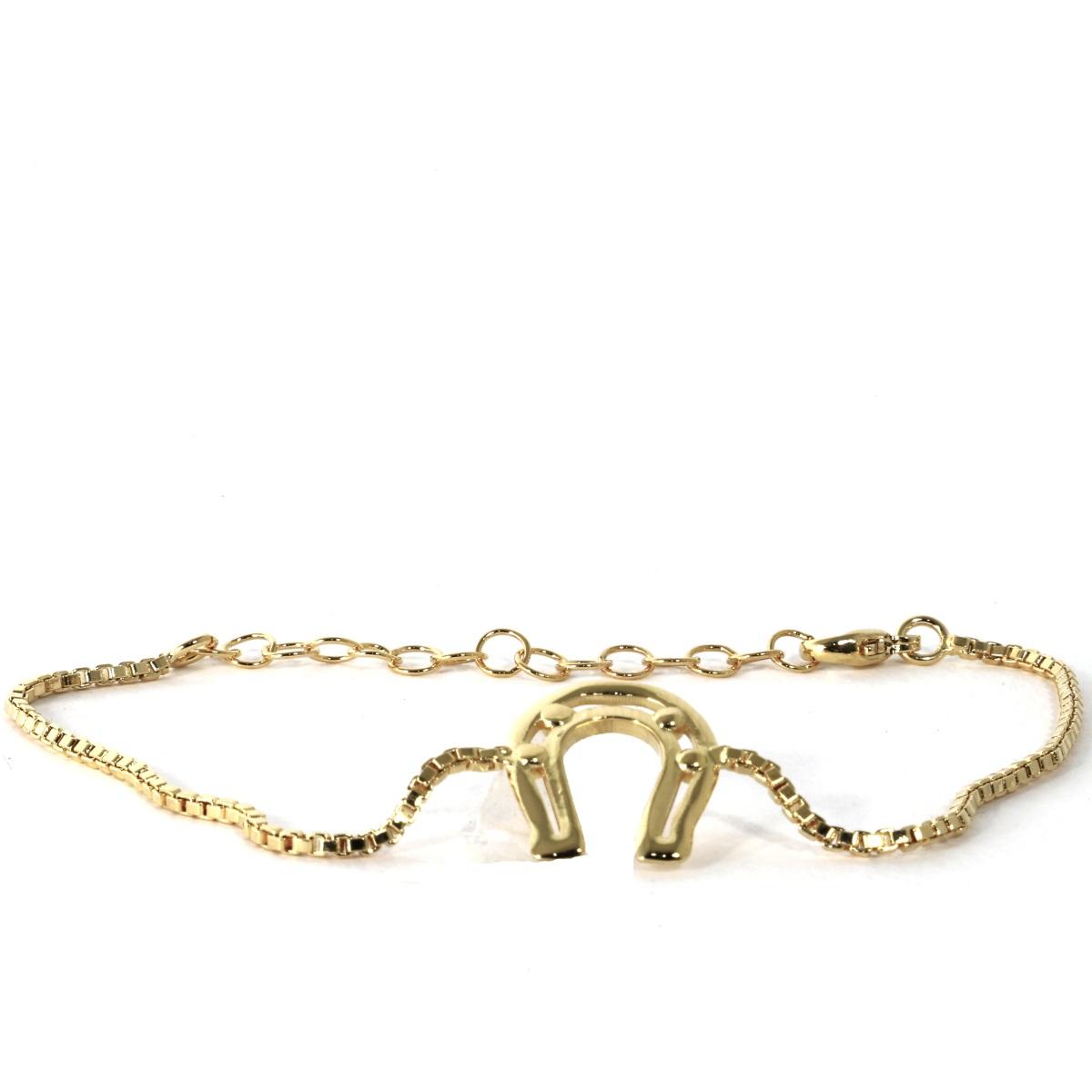Bracciale ferro di cavallo ottone rodiato made in italy