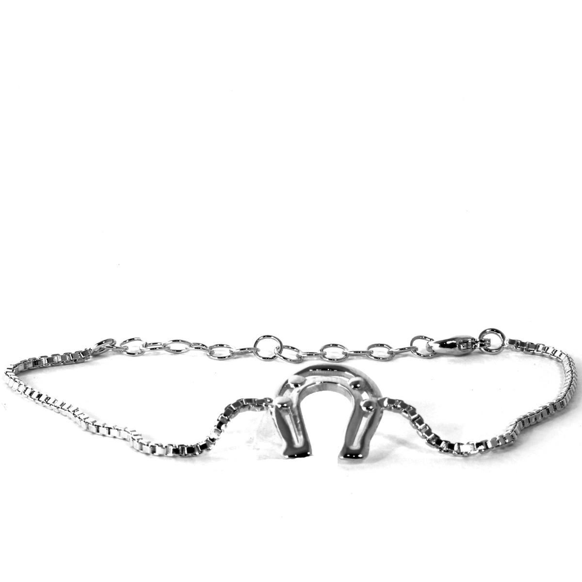 Bracciale ferro di cavallo ottone rodiato made in italy