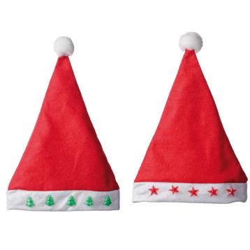 Cappello di Natale in tessuto con LED (funzionamento a pila 2LR44x1,5V) ass. 2 modelli 28x39cm
