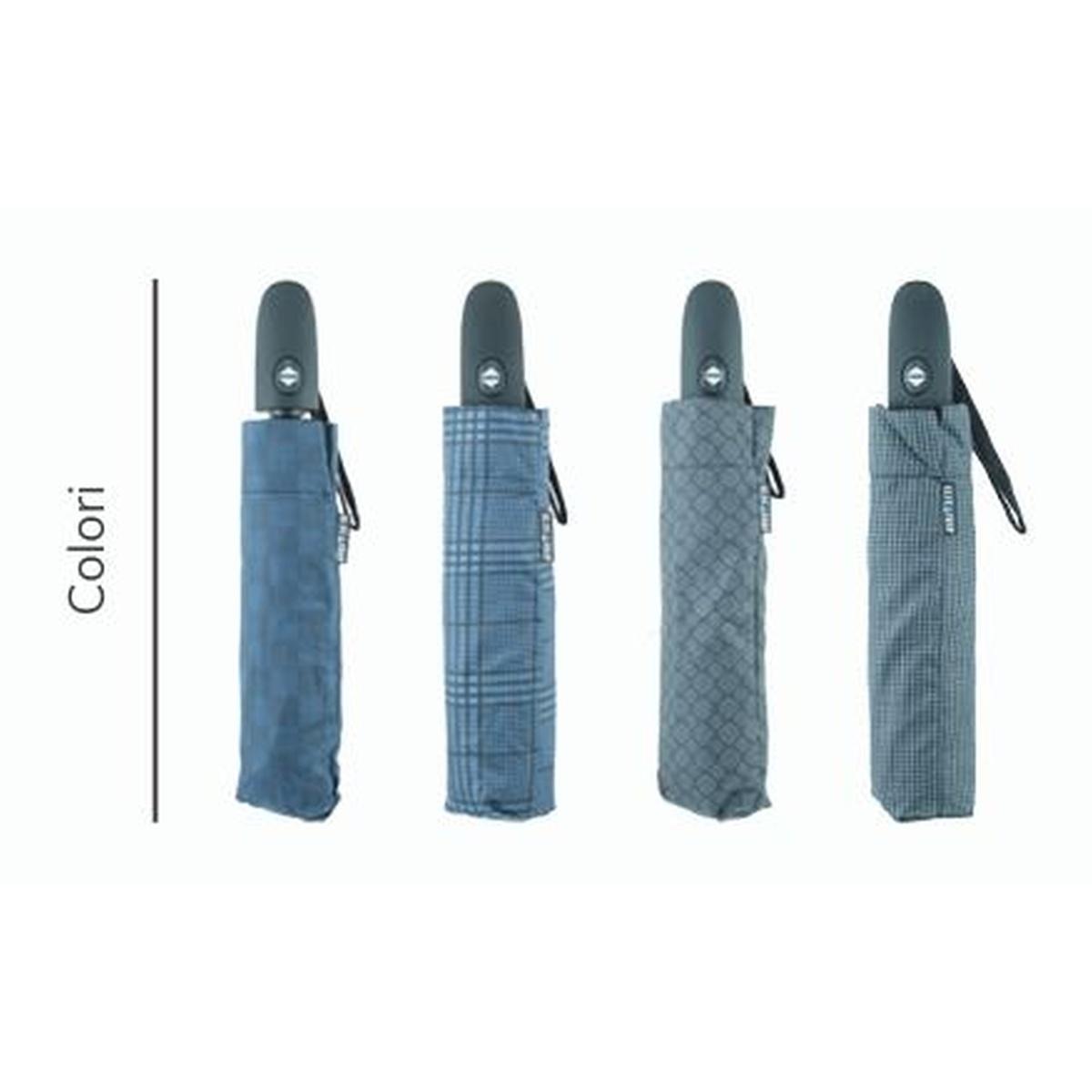 Ombrello mini uomo open-close in policarbonato con fusto nero antivento Blue Drop