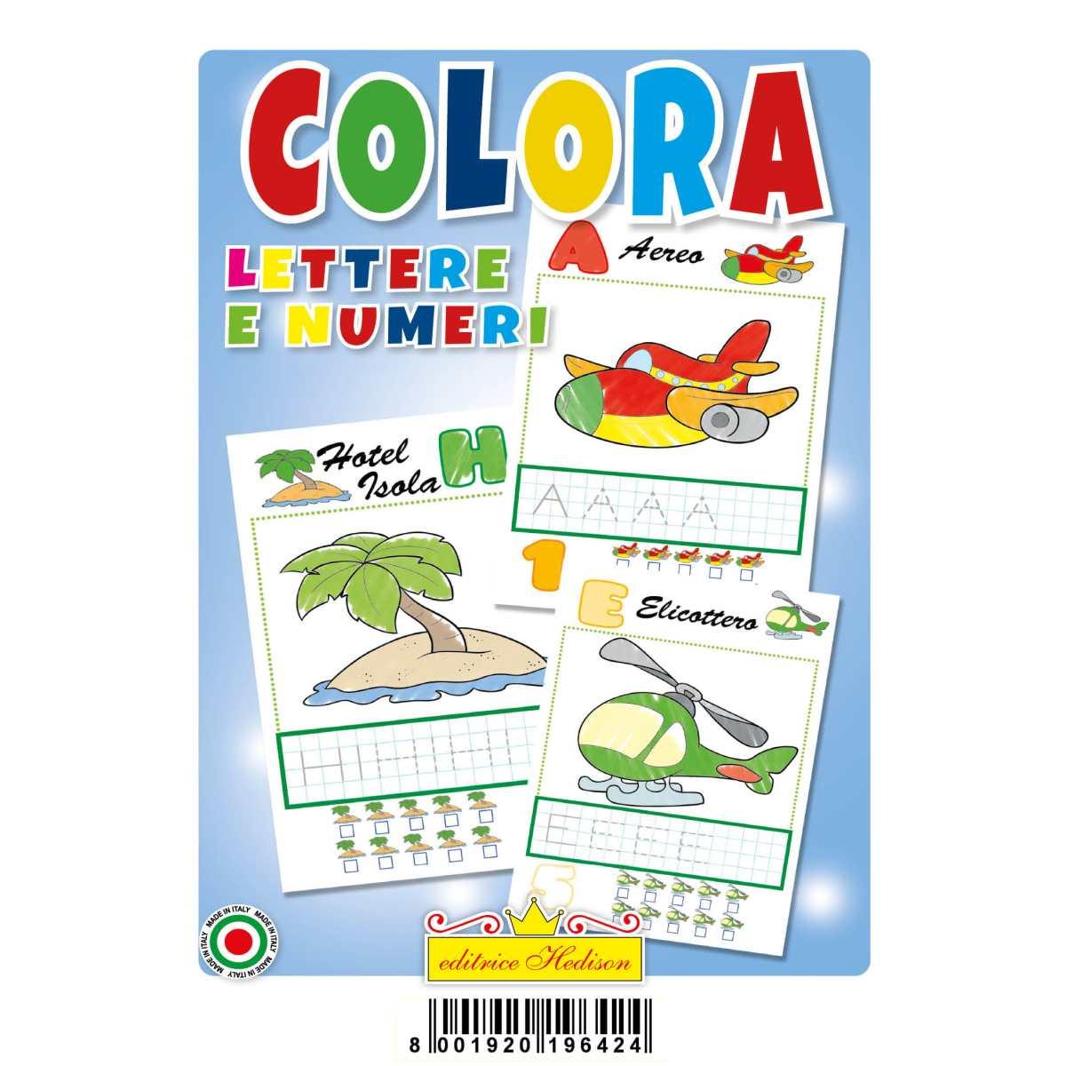 Libro editoriale  da colorare lettere e numeri