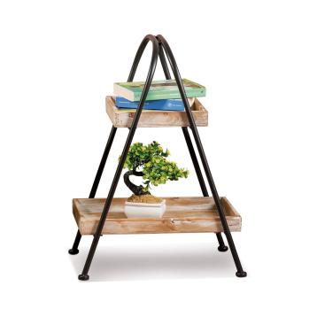Mensoliera metallo e legno 2 ripiani cm 47x34xh69