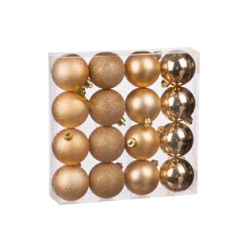 Set 16 palline di natale oro in plastica d6 cm