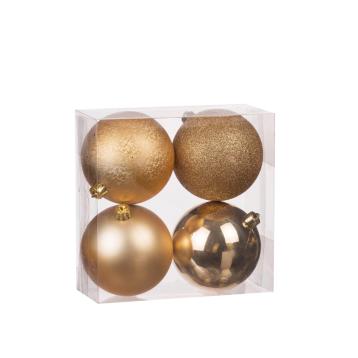 Set 4 palline di natale oro in plastica d10 cm