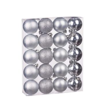 Set 20 palline di natale silver in plastica d5 cm