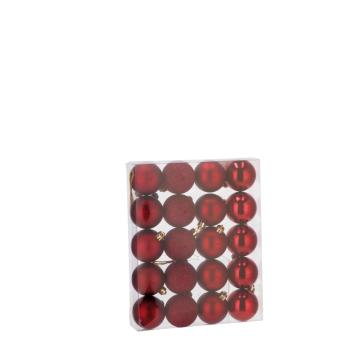 Set 20 palline di natale rosso scuro in plastica d5 cm