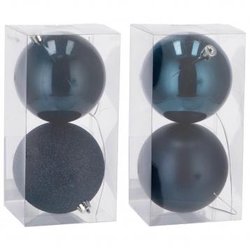 Set 2 palline di natale blu in plastica d12 cm