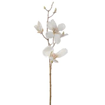 Magnolia innevata 2fiori 1bocciolo per decorazioni natalizie bianca cm80