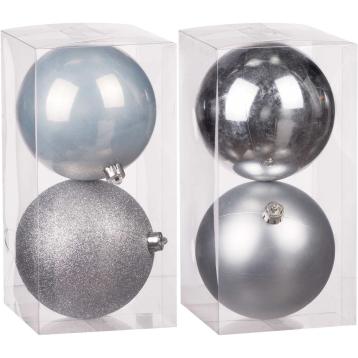 Set 2 palline di natale silver in plastica d12 cm